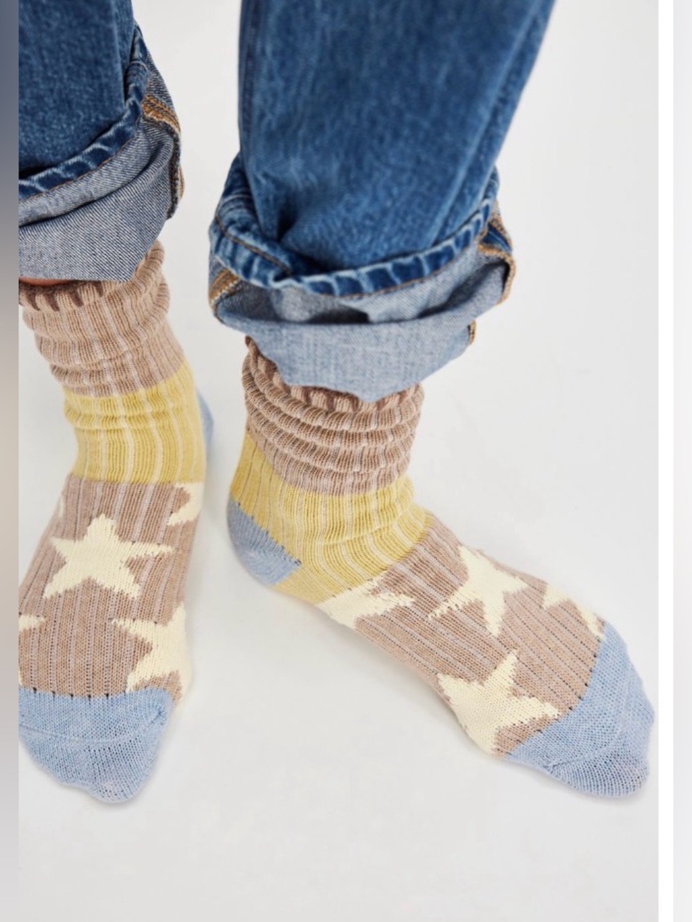 Free People Seeing Stars Socks in Brown/Blue, NWT
